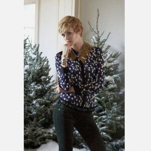 Anthropologie Bagatelle Buttondown Shirt in Penguin Print Blue Size 2